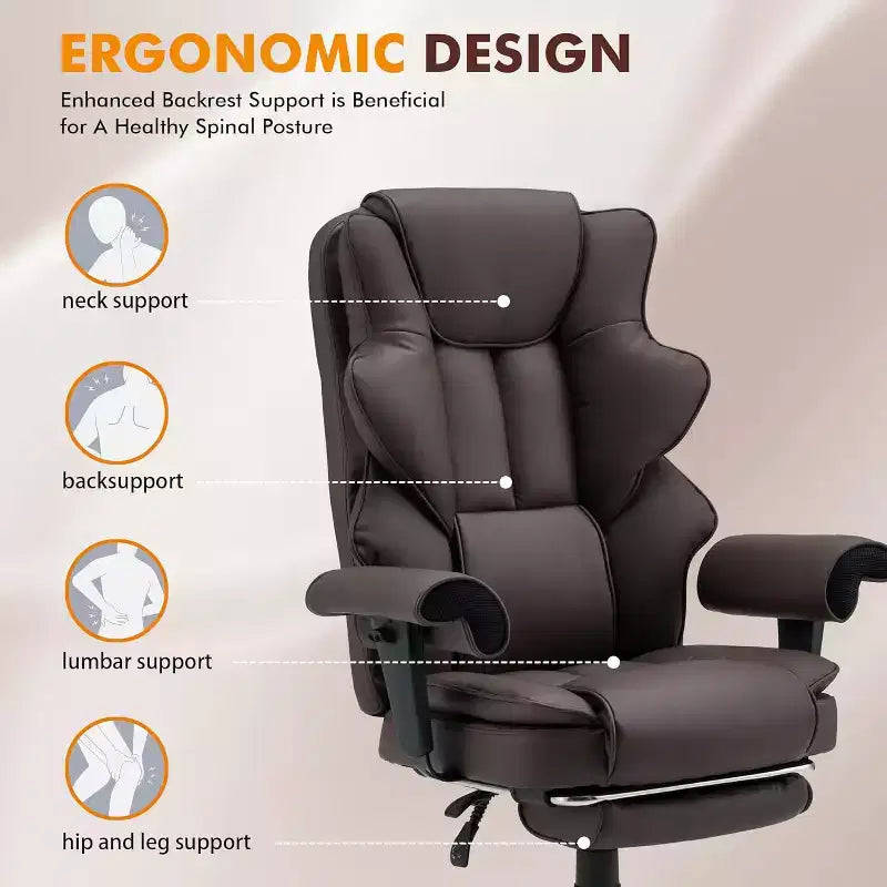 EROMMY 6-Point Massage Office Chair,Brown