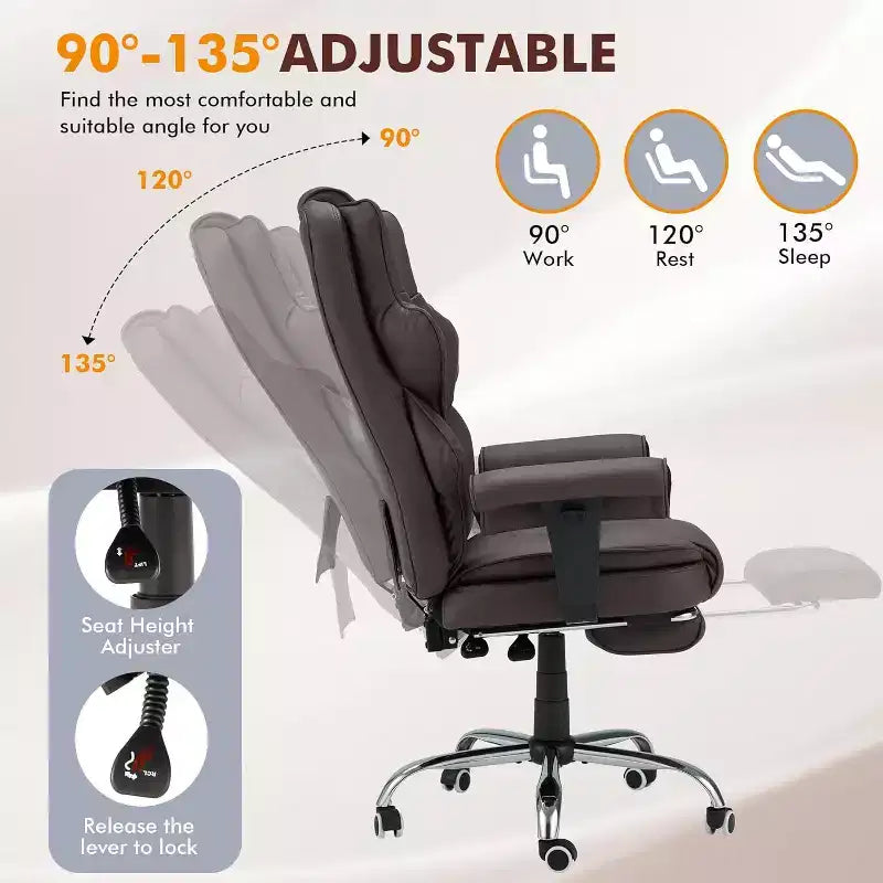 EROMMY 6-Point Massage Office Chair,Brown