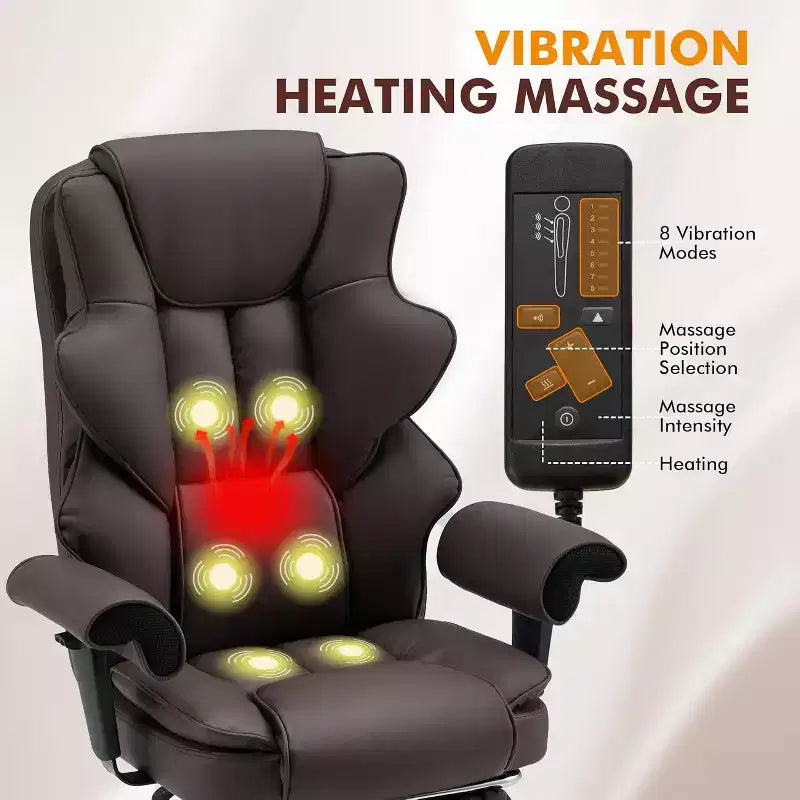 EROMMY 6-Point Massage Office Chair,Brown
