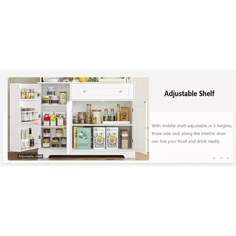 Farmhouse Kitchen Pantry Cabinet with Countertop, Drawers & 14 Shelves, 67.9"H