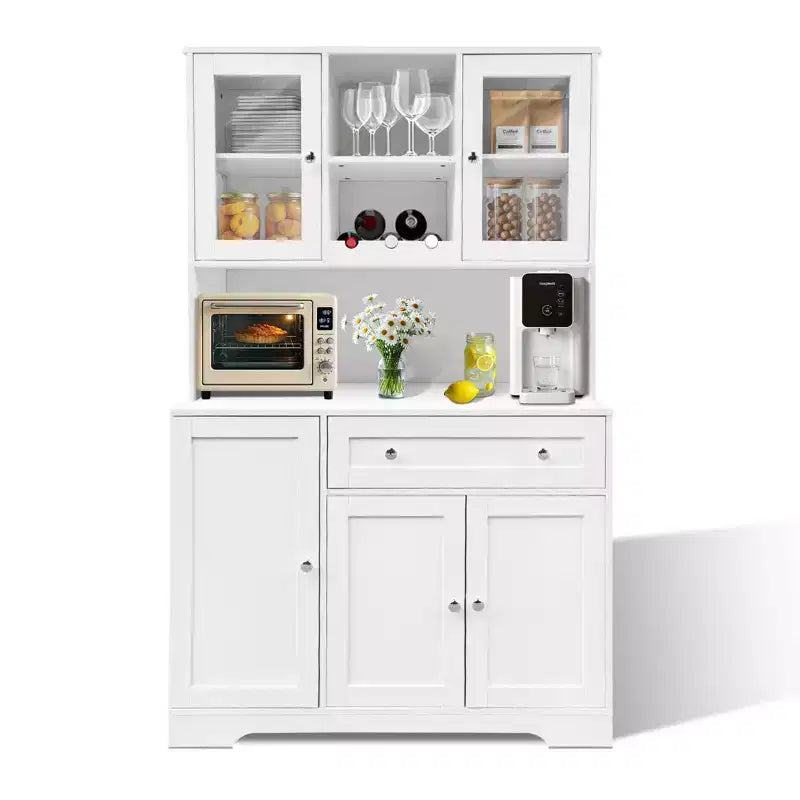 Farmhouse Kitchen Pantry Cabinet with Countertop, Drawers & 14 Shelves, 67.9"H