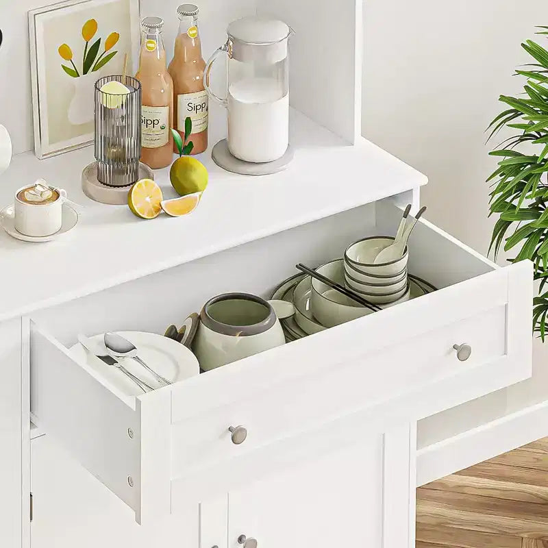 Farmhouse Kitchen Pantry Cabinet with Countertop, Drawers & 14 Shelves, 67.9"H