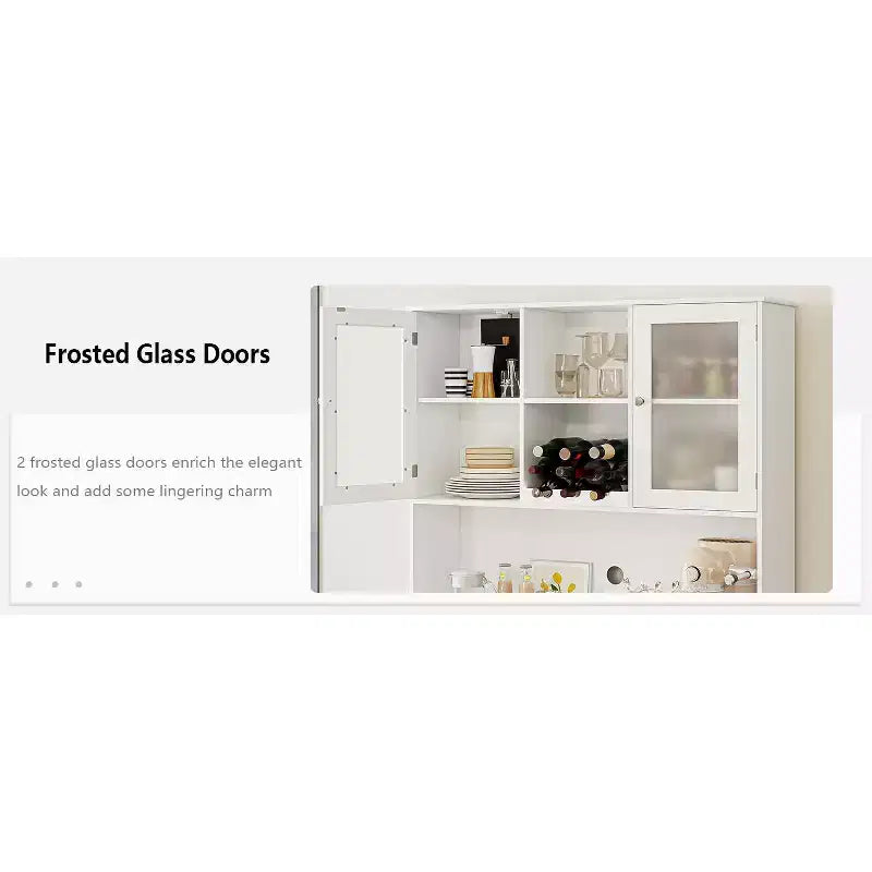 Farmhouse Kitchen Pantry Cabinet with Countertop, Drawers & 14 Shelves, 67.9"H