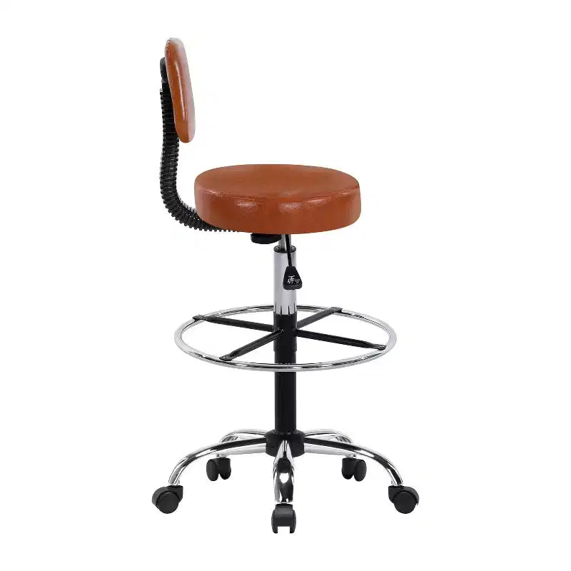 Home Imports Emporium Drafting Stool  Adjustable Swivel Faux Leather Stool with Footrest & Back Support