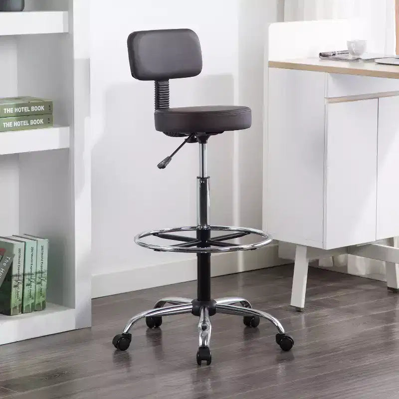 Home Imports Emporium Drafting Stool  Adjustable Swivel Faux Leather Stool with Footrest & Back Support