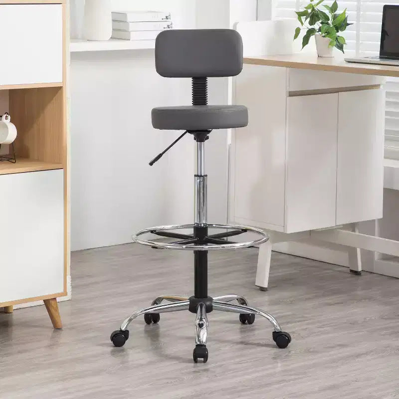 Home Imports Emporium Drafting Stool  Adjustable Swivel Faux Leather Stool with Footrest & Back Support