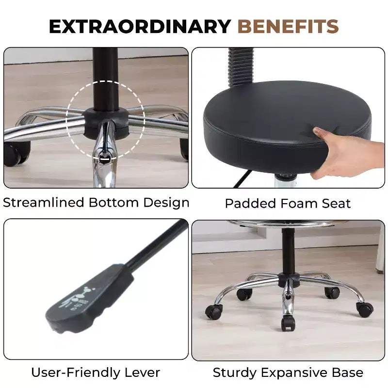 Home Imports Emporium Drafting Stool  Adjustable Swivel Faux Leather Stool with Footrest & Back Support