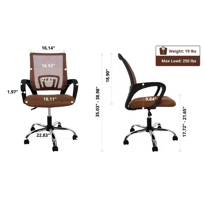 Home Imports Emporium Mid-Back Ergonomic Office Chair  Mesh Desk Chair with Armrests, Lumbar Support & Tilt Control