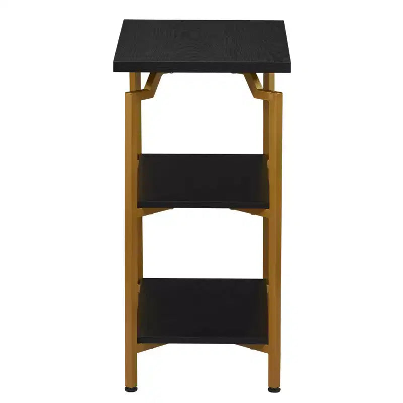 Narrow Open Storage Bookshelf with Steel Frame & Adjustable Feet, 30"H Traditional