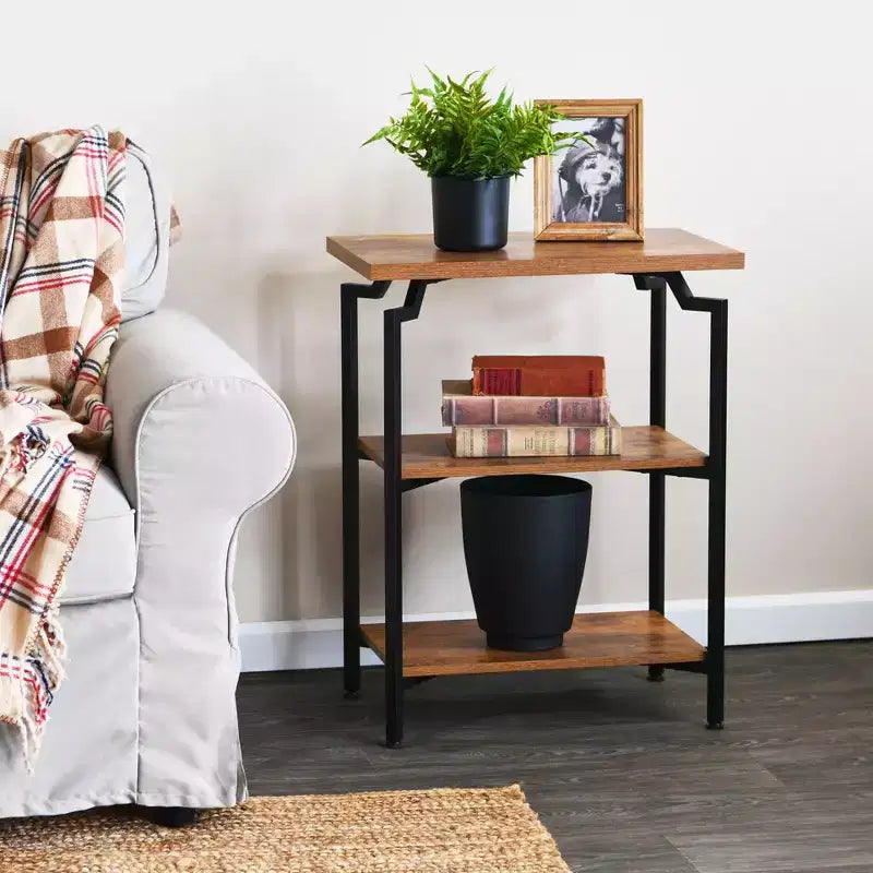 Narrow Open Storage Bookshelf with Steel Frame & Adjustable Feet, 30"H Traditional