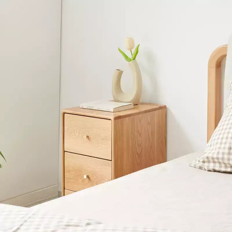 Modern Dresser For Bedroom, 3 Chest Of Drawer Nightstand, Large Capacity Oak Wood Cabinet, Slim Kids Dresser For Home Closets Living Room Bedroom