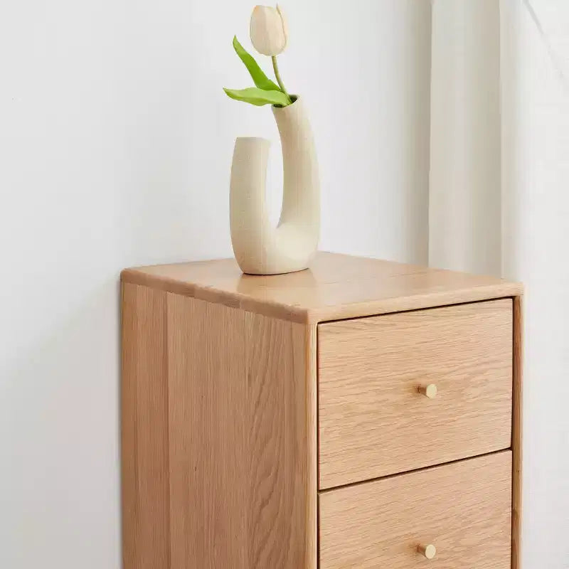 Modern Dresser For Bedroom, 3 Chest Of Drawer Nightstand, Large Capacity Oak Wood Cabinet, Slim Kids Dresser For Home Closets Living Room Bedroom