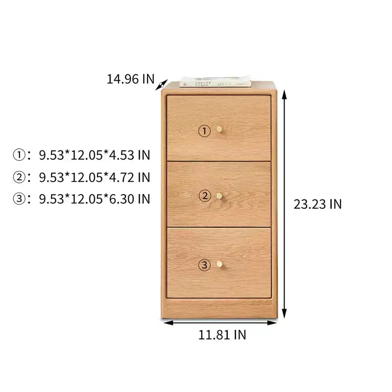 Modern Dresser For Bedroom, 3 Chest Of Drawer Nightstand, Large Capacity Oak Wood Cabinet, Slim Kids Dresser For Home Closets Living Room Bedroom