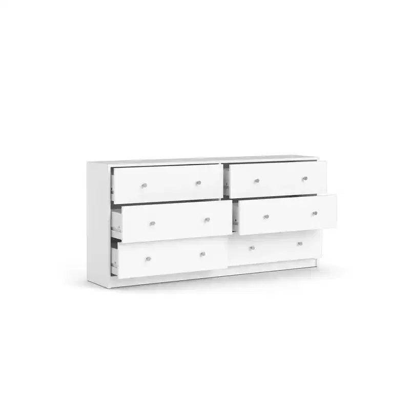 6-Drawer Double Dresser in White with Danish Design & Easy-Clean Foil Surface