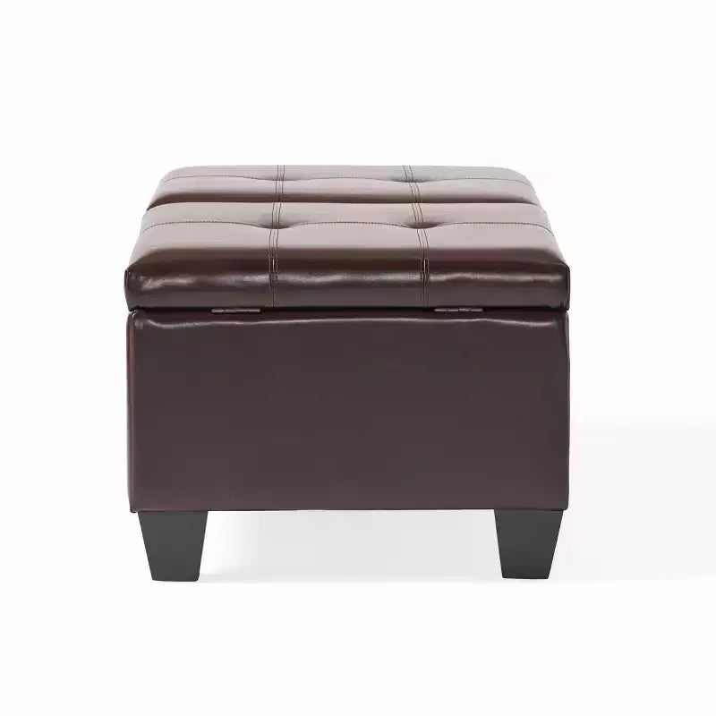 Contemporary Faux Leather Dual Lift Storage Ottoman, 50.5"W, 300 lb Capacity