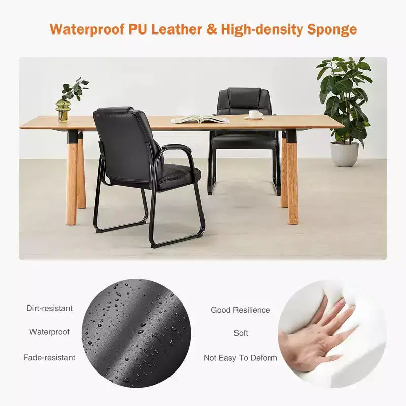 Big and Tall Single PU Leather Waiting Room Chair with Padded Arms, Perfect for Elderly Use in Office, Reception, and Conference Areas