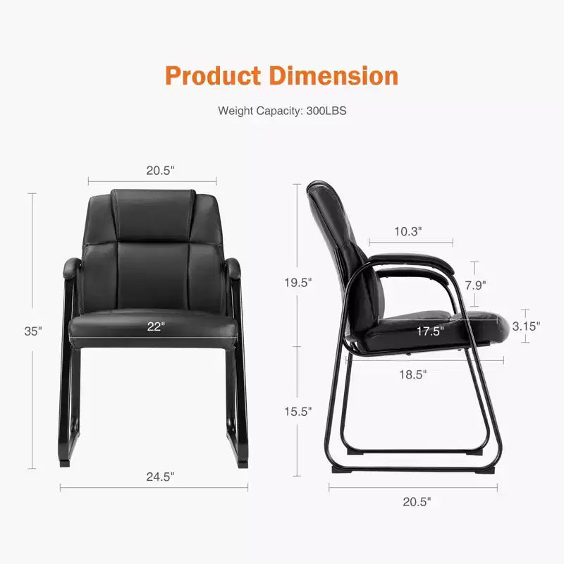 Big and Tall Single PU Leather Waiting Room Chair with Padded Arms, Perfect for Elderly Use in Office, Reception, and Conference Areas