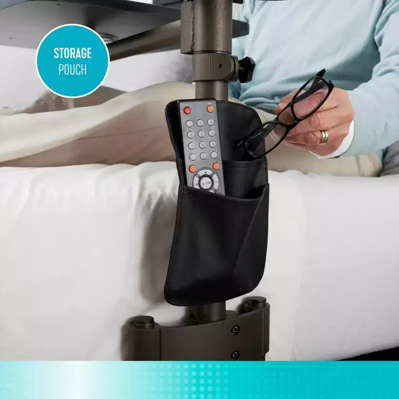Height-Adjustable Overbed Swivel Table with Cup Holder & Tablet Holder, Black