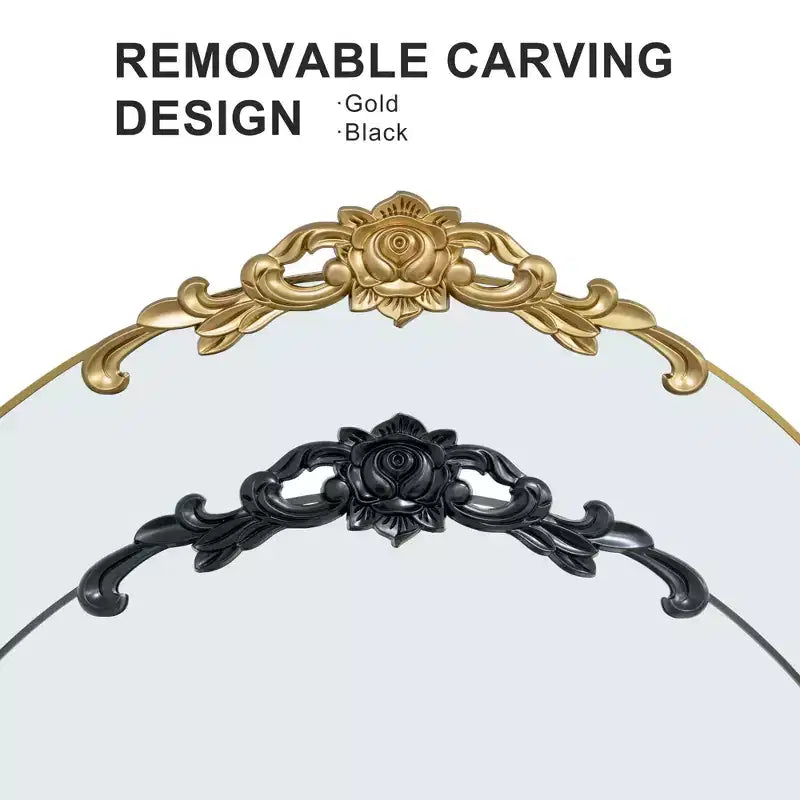 Full-Length Wooden Mirror with Right-Angled Arch Frame
