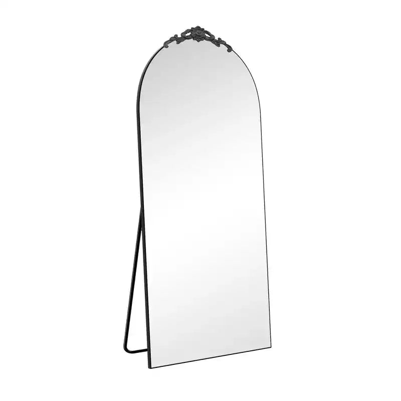 Full-Length Wooden Mirror with Right-Angled Arch Frame