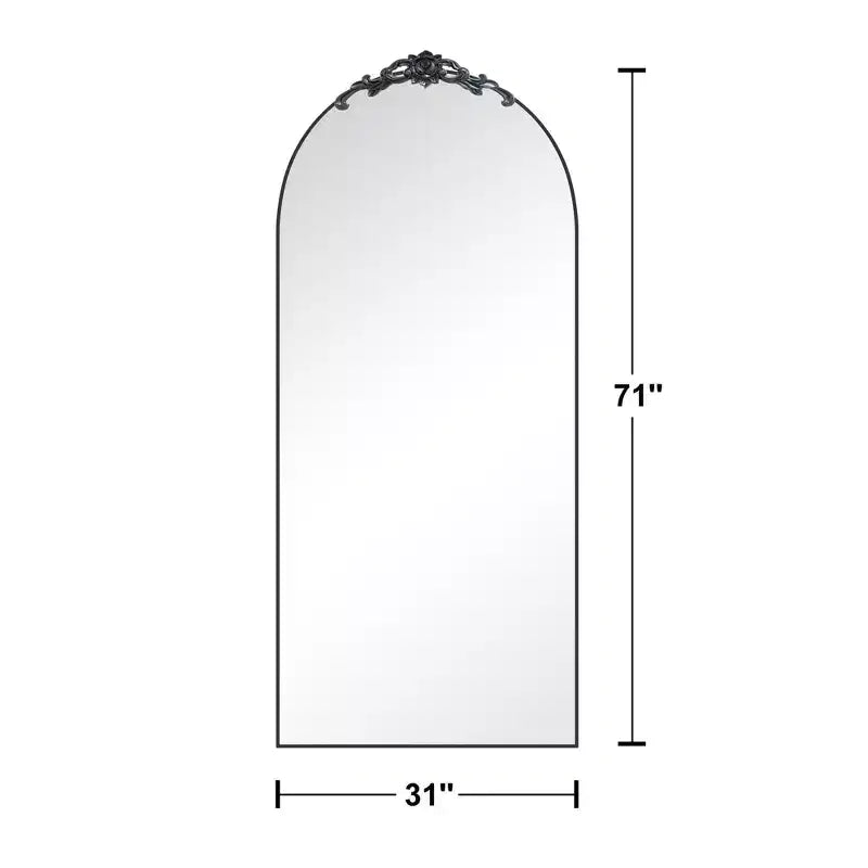 Full-Length Wooden Mirror with Right-Angled Arch Frame
