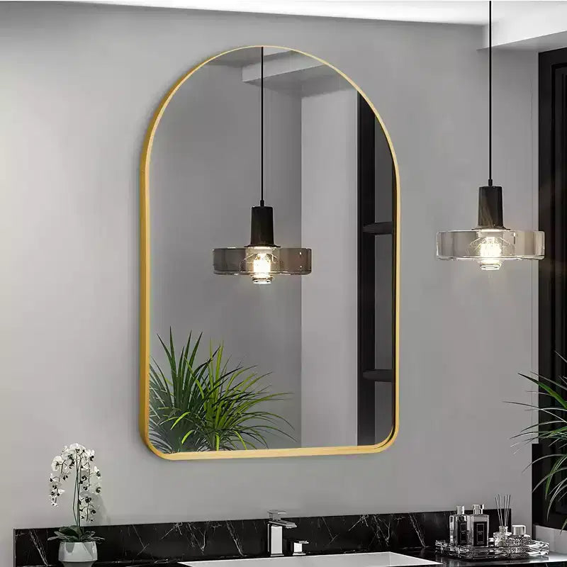 Gold Finish Aluminum Arch Mirror 91x61cm