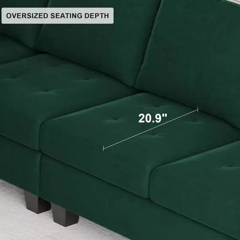 Modular Velvet Tufted Single Seat Sectional with Adjustable Armrest & Storage