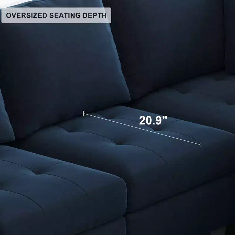 Modular Velvet Tufted Single Seat Sectional with Adjustable Armrest & Storage