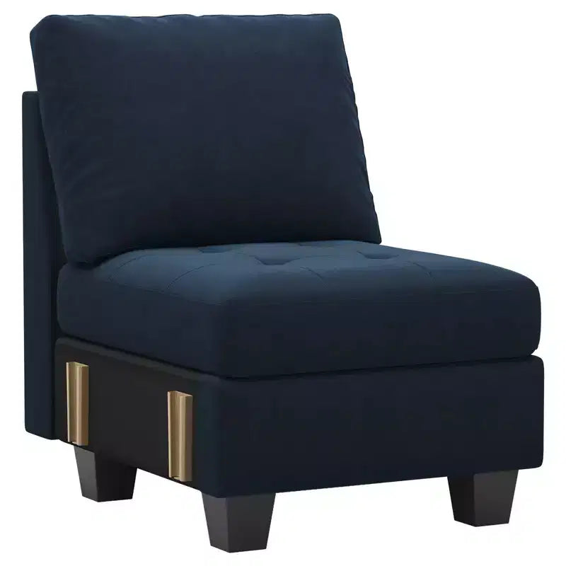 Modular Velvet Tufted Single Seat Sectional with Adjustable Armrest & Storage