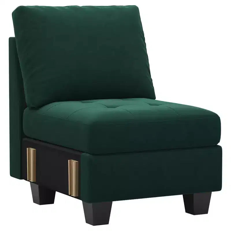 Modular Velvet Tufted Single Seat Sectional with Adjustable Armrest & Storage