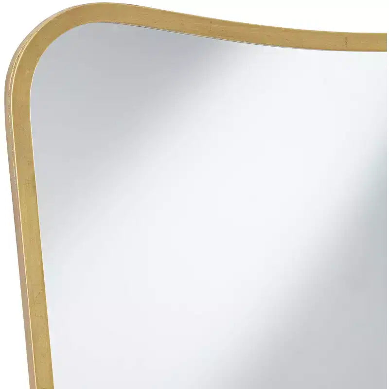 Modern Brass Finish Iron Wall Mirrors Set of 2, 22x34 Inches, Geometric Silhouette