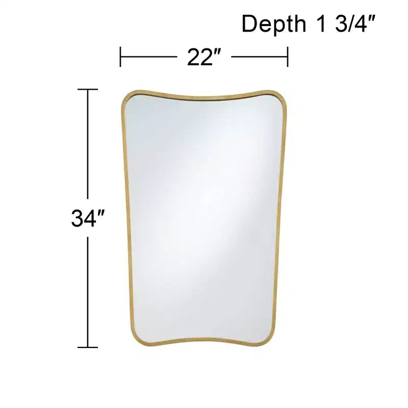 Modern Brass Finish Iron Wall Mirrors Set of 2, 22x34 Inches, Geometric Silhouette