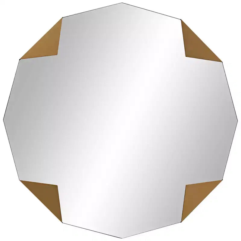 Mid-Century Modern Gold Triangle Accent Wall Mirrors Set of 2, 31x31 Inches