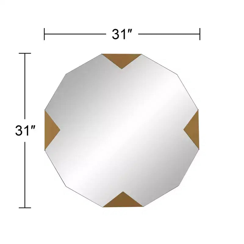 Mid-Century Modern Gold Triangle Accent Wall Mirrors Set of 2, 31x31 Inches