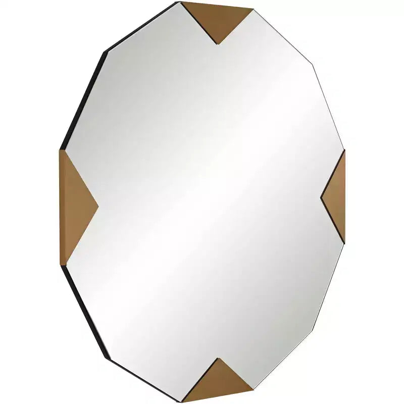 Mid-Century Modern Gold Triangle Accent Wall Mirrors Set of 2, 31x31 Inches