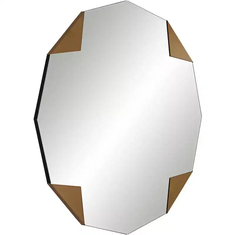 Mid-Century Modern Gold Triangle Accent Wall Mirrors Set of 2, 31x31 Inches