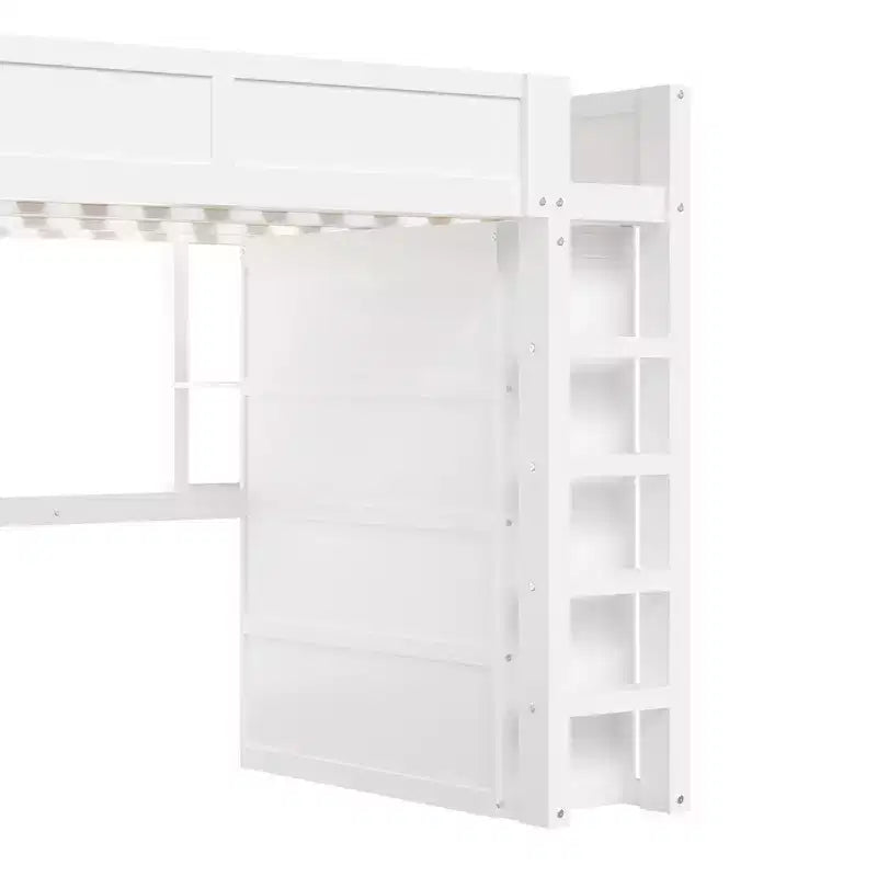 Queen Loft Bed Frame with Built-In Wardrobe, Desk & Headboard Storage, 650 lb Cap