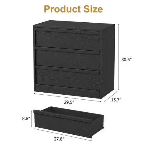 3 Drawer Dresser for Bedroom, Modern 3 Chest of Drawers with Handle-free Design, 31in Tall Closet Organizer for Bedroom, Living Room, Nursery