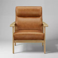 Art Leon Genuine Leather and Solid Wood Accent Chair