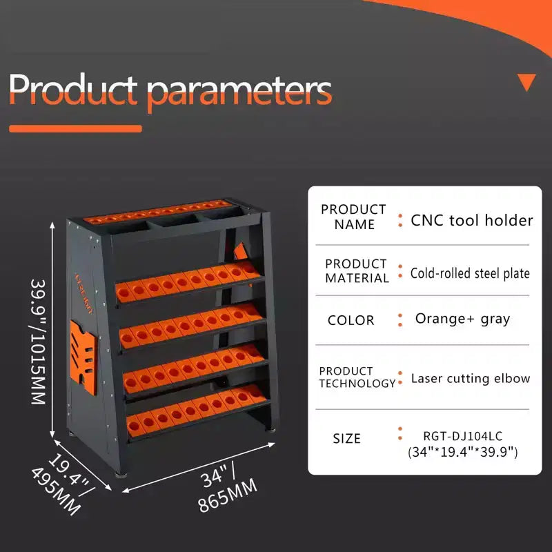 4-Tier CNC Tool Rack 40 Taper 70 Capacity, Steel Tool Cart Storage Cabinet for Workshop