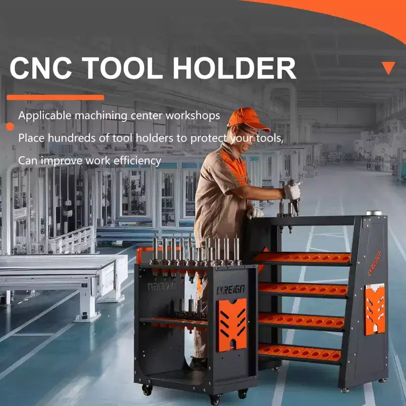 4-Tier CNC Tool Rack 40 Taper 70 Capacity, Steel Tool Cart Storage Cabinet for Workshop