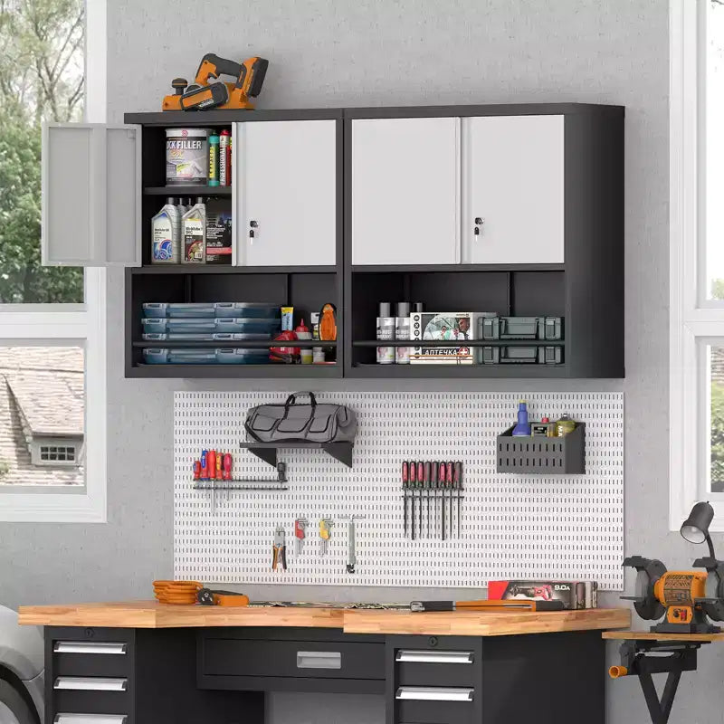 Metal Adjustable 2 Doors Metal Kitchen Pantry Cabinet With Adjustable Shelves