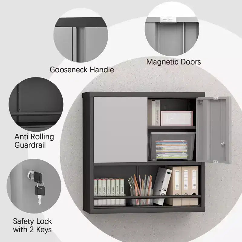 Metal Adjustable 2 Doors Metal Kitchen Pantry Cabinet With Adjustable Shelves
