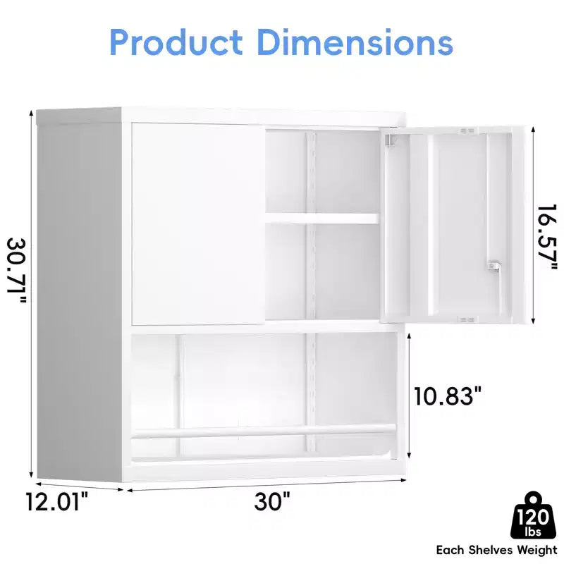 Metal Adjustable 2 Doors Metal Kitchen Pantry Cabinet With Adjustable Shelves