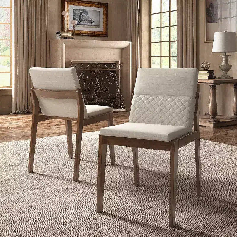 Kivik Beige Linen and Wood Dining Chairs (Set of 2) - iNSPIREQ