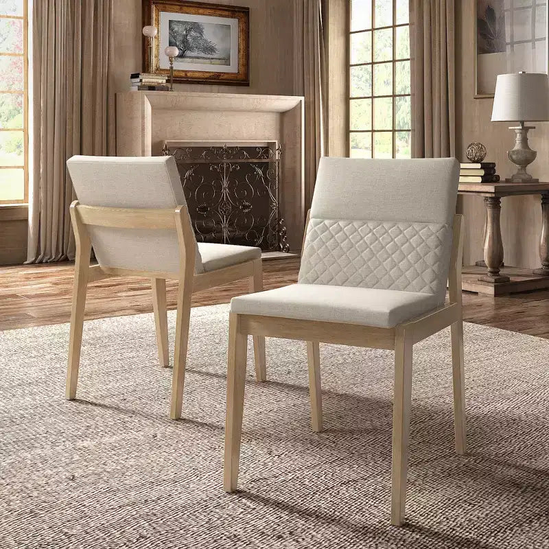 Kivik Beige Linen and Wood Dining Chairs (Set of 2) - iNSPIREQ