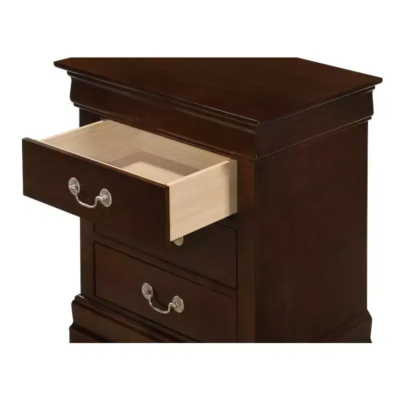 Wood Nightstand with 3 Drawers & Cherry Finish, 29x21x16", No Assembly Required