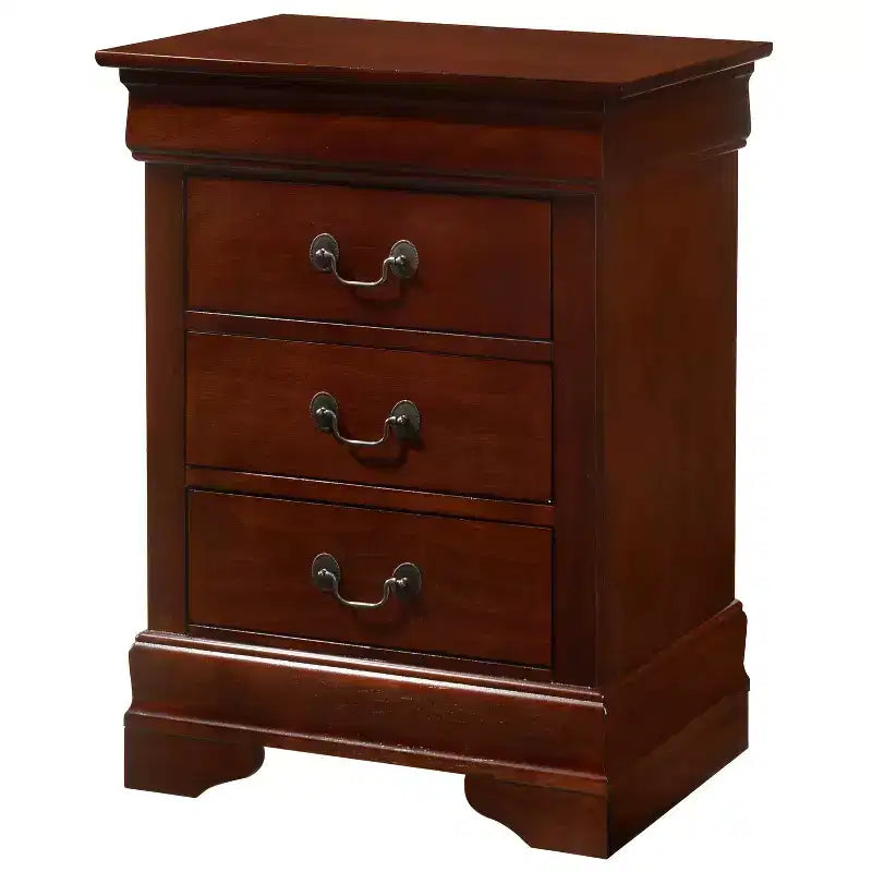Wood Nightstand with 3 Drawers & Cherry Finish, 29x21x16", No Assembly Required