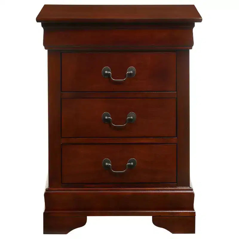 Wood Nightstand with 3 Drawers & Cherry Finish, 29x21x16", No Assembly Required