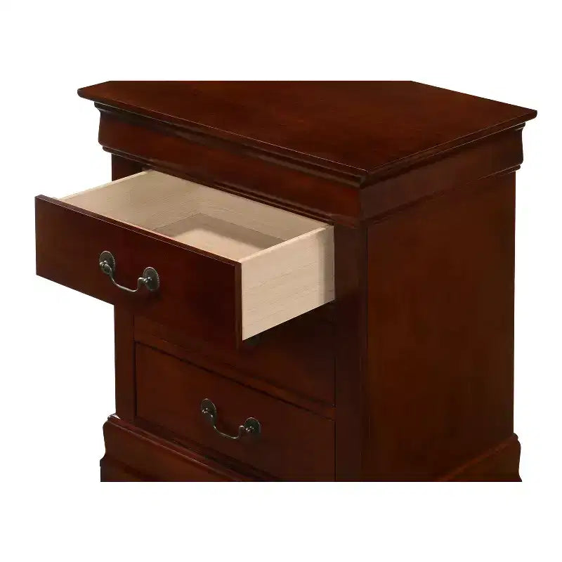 Wood Nightstand with 3 Drawers & Cherry Finish, 29x21x16", No Assembly Required